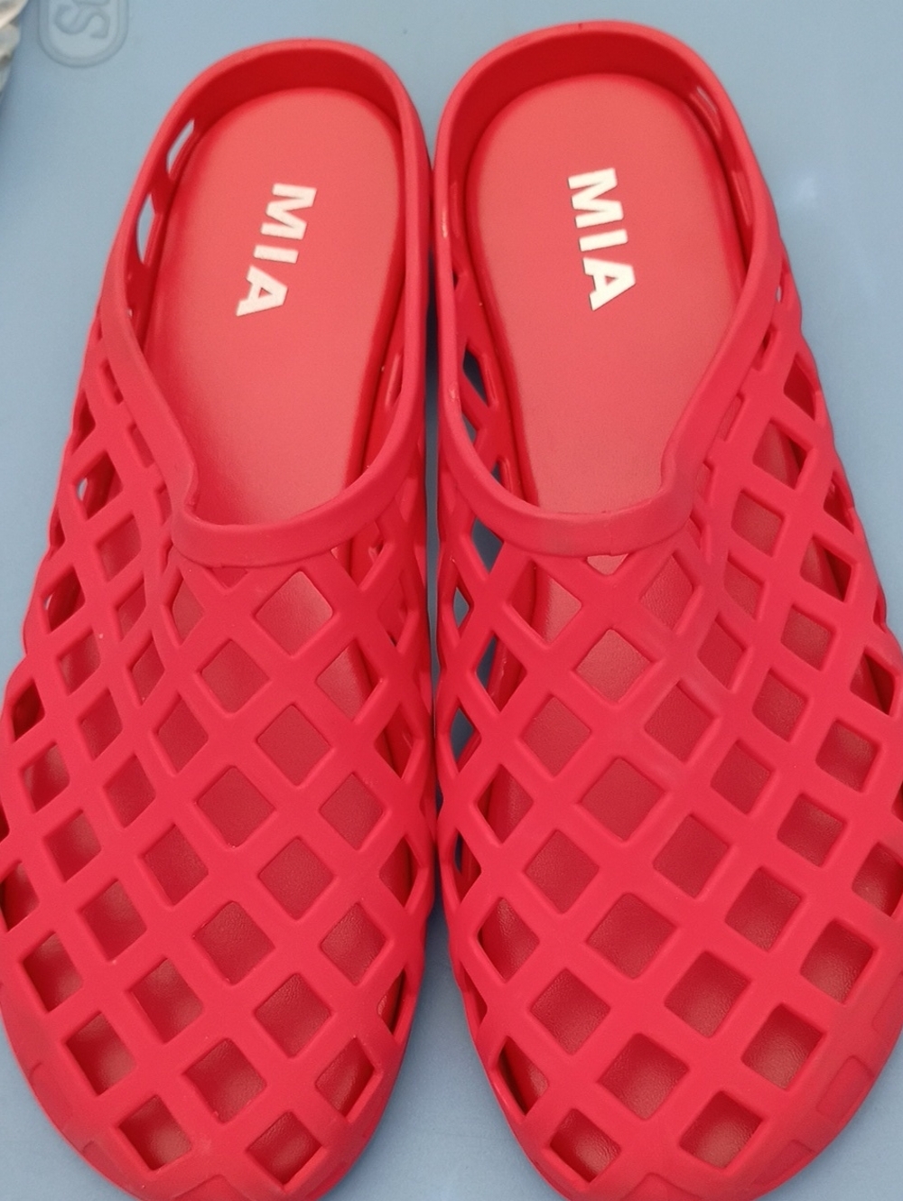 MIA Women's Bright Red Lattice Slip-On Clog
